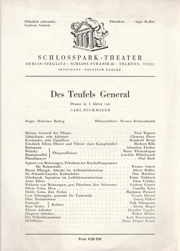 Theaterzettel zuckmayer des - zuckmayer,